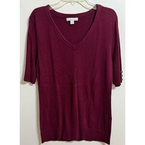 New York & Company Short Sleeve Burgundy Sweater Size Medium